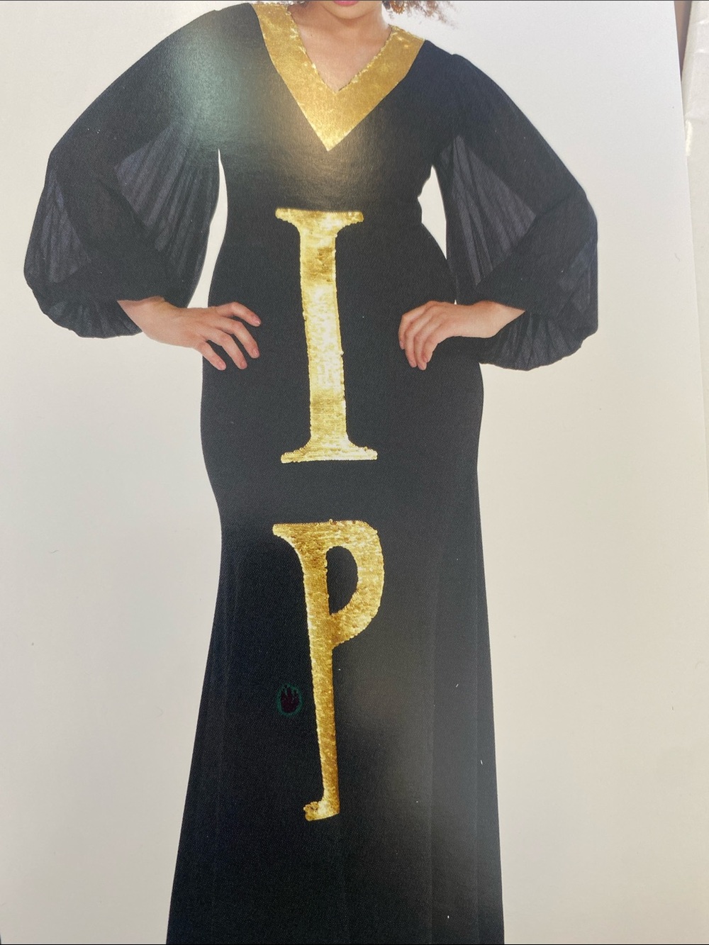 Black Maxi VIP Dress with Gold Lettering